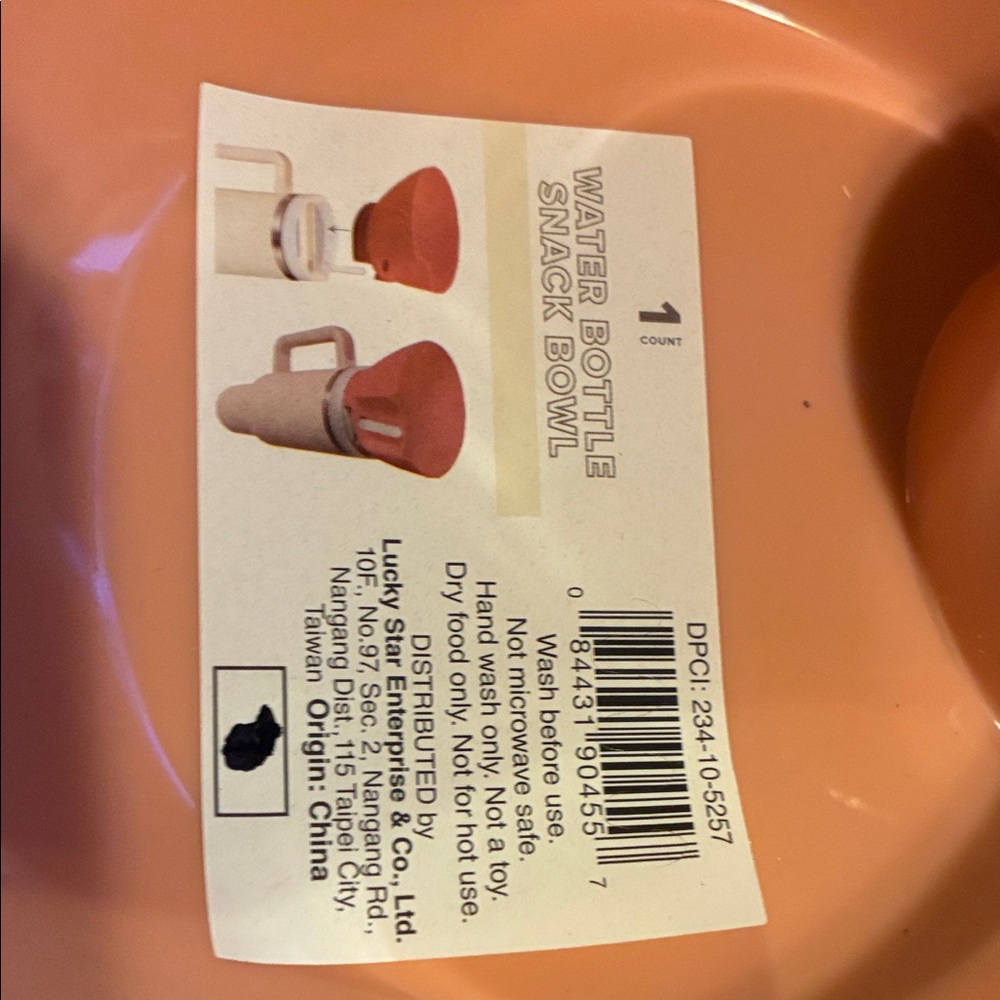Stylish White and Orange Water Bottle Snack Bowl